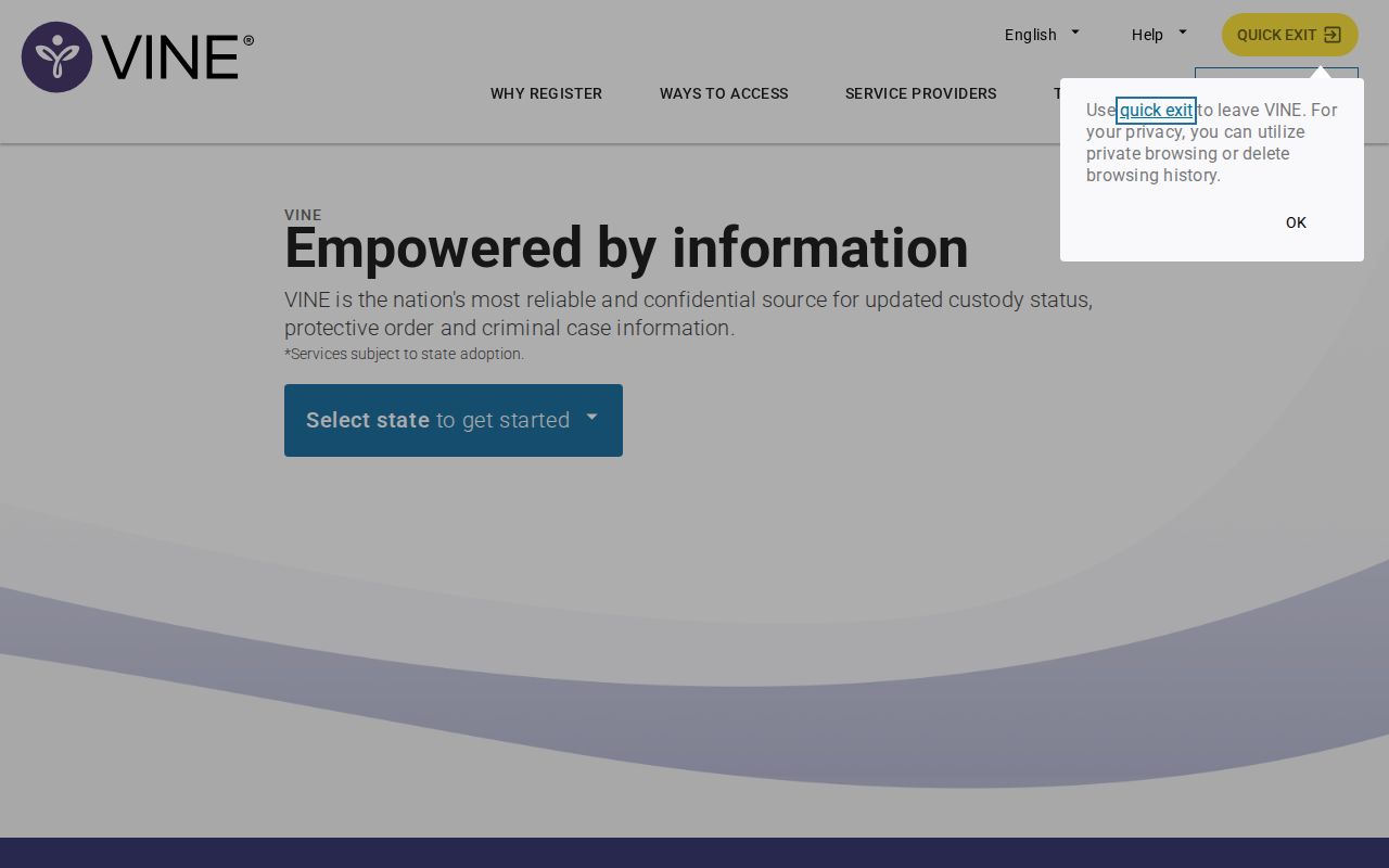 VINELink Kentucky custody search and notification screen